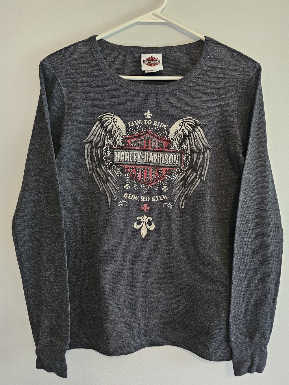 Harley-Davidson Charcoal Long Sleeve Graphic Tee with Wings